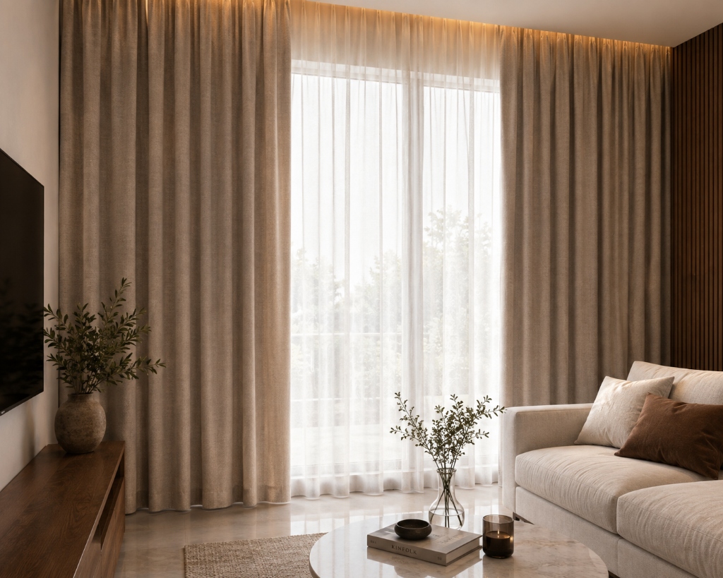 Bespoke Linen Curtains Installation